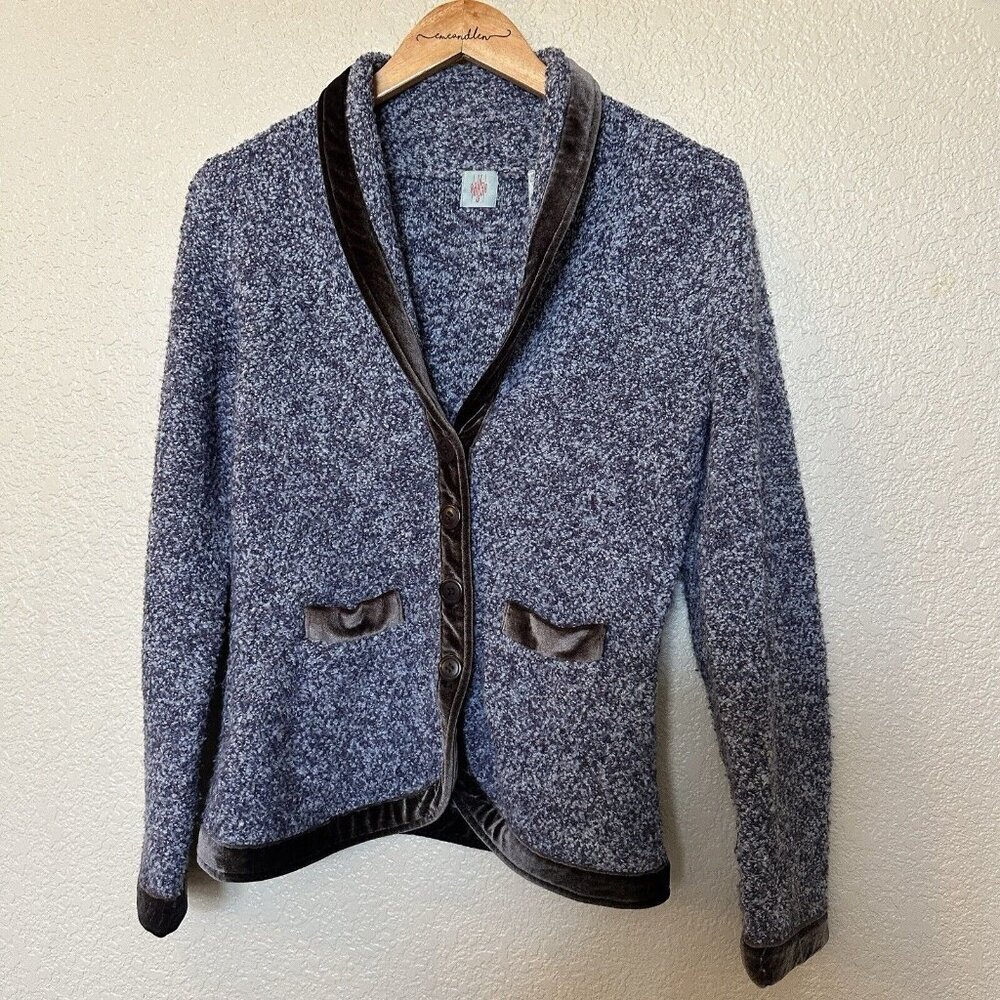 HWR Anthropologie Women's Blazer Size Small Purple Black Trim Career Boho Jacket